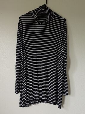 Mossimo Supply Co. Black and White Striped Turtle Neck Dress